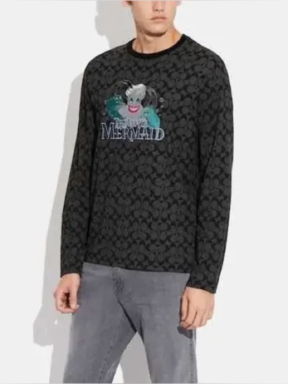 Coach x Disney Villains Signature Ursula Long Sleeve Shirt Mens Gray XL $198